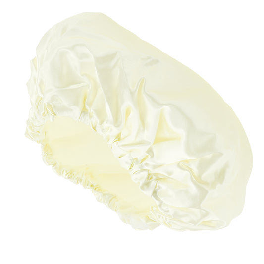 1 Pc Women Double Layer Shower Cap Hair Cap for Bathroom Beige White