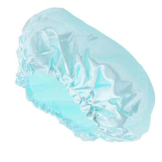 1 Pc Women Double Layer Shower Cap Hair Cap for Bathroom Blue