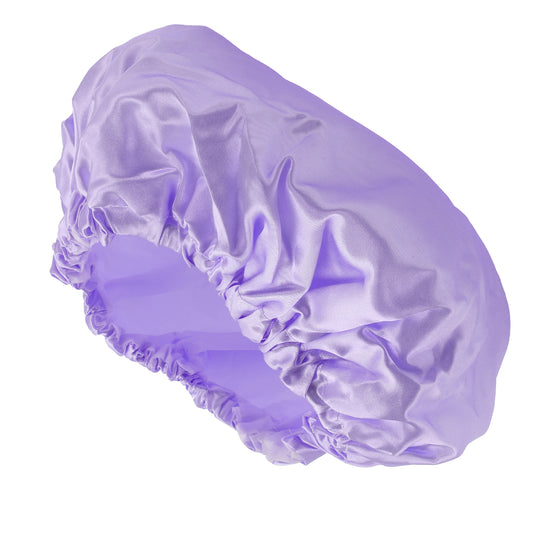 1 Pc Women Double Layer Shower Cap Hair Cap for Bathroom Purple