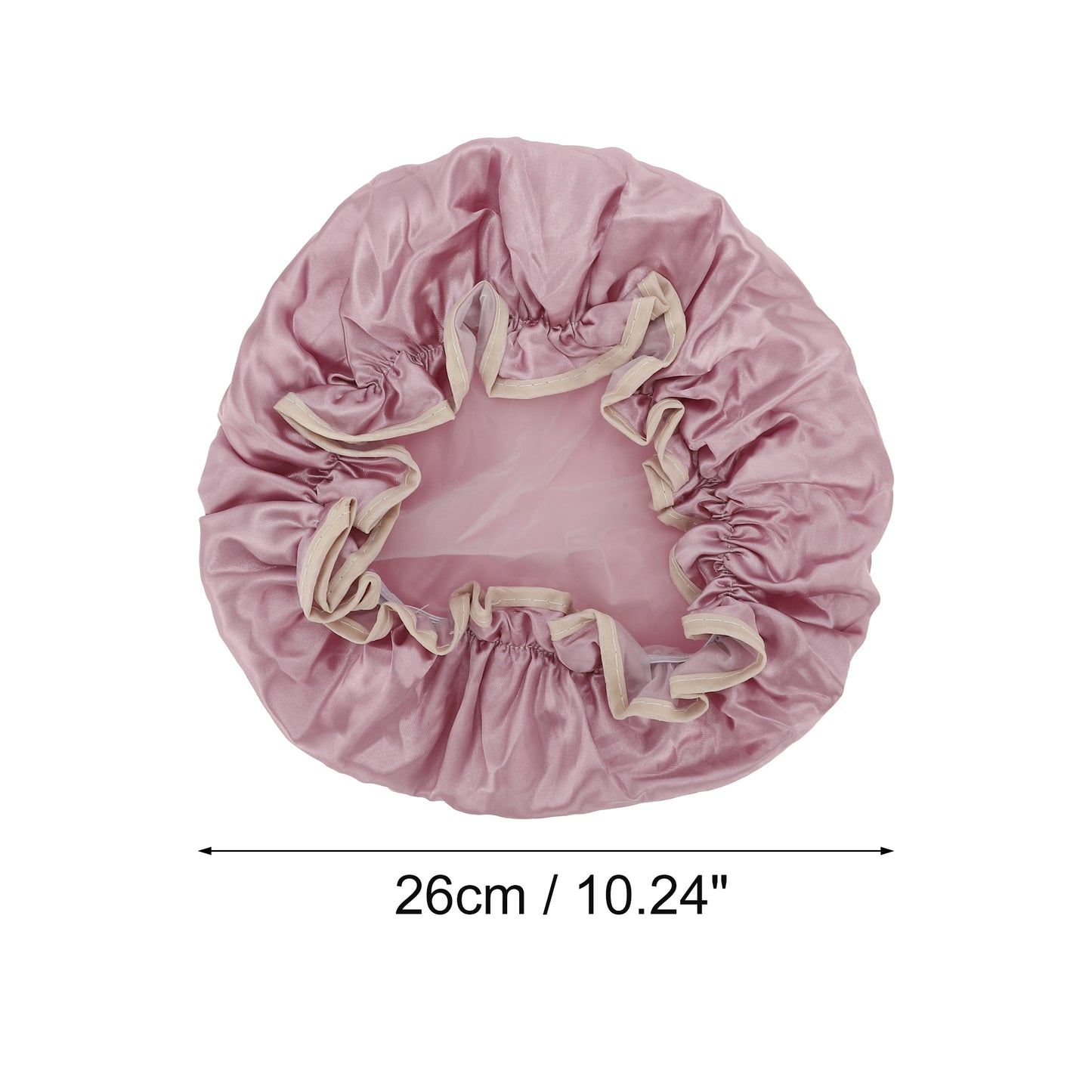 1 Pc Women Double Layer Shower Cap for Bathroom Vacation Travel Hotel Pink
