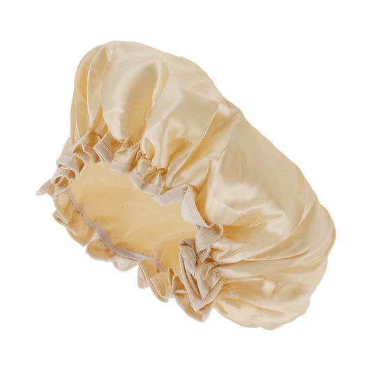 1 Pc Women Double Layer Shower Cap for Bathroom Vacation Travel Hotel Champagne