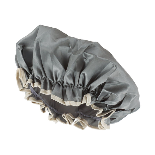 1 Pc Women Double Layer Shower Cap for Bathroom Vacation Travel Hotel Gray
