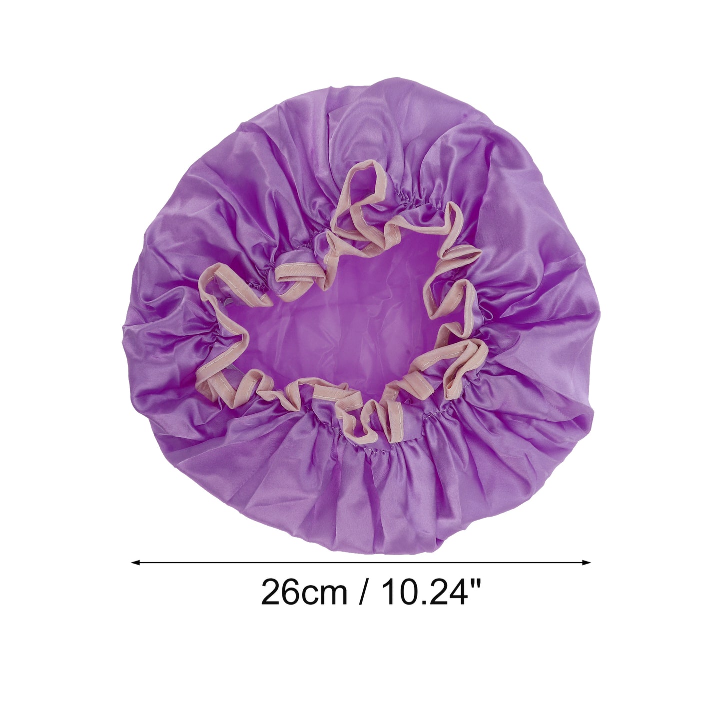 1 Pc Women Double Layer Shower Cap for Bathroom Vacation Travel Hotel Purple