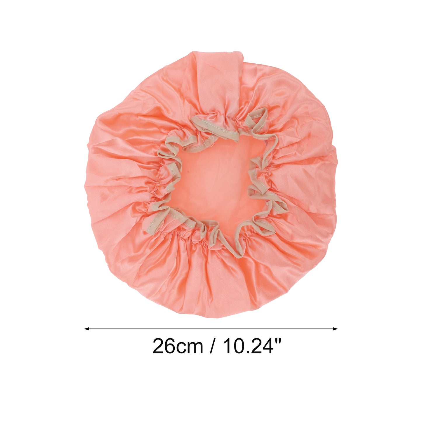 1 Pc Women Double Layer Shower Cap for Bathroom Vacation Travel Hotel Orange