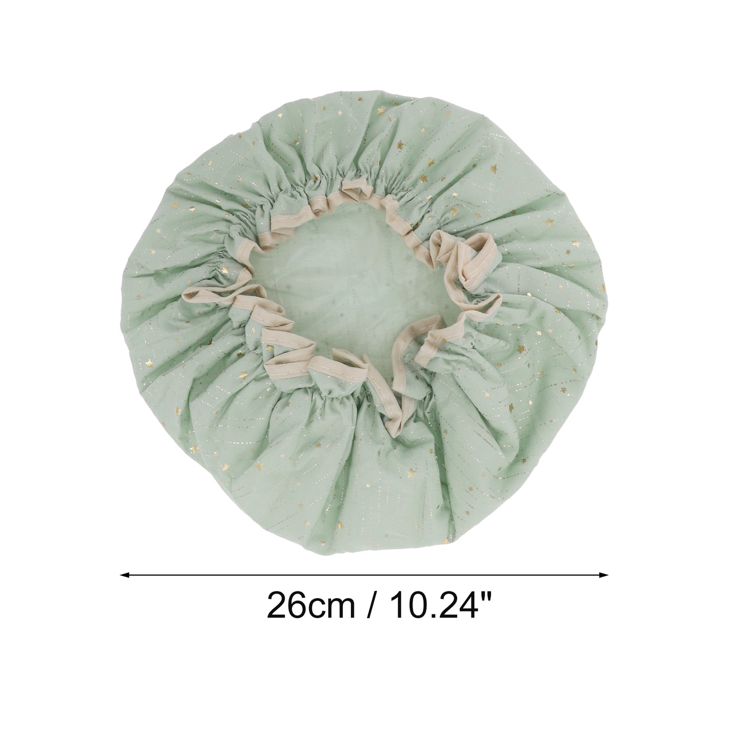 1 Pc Women Gold Stars Shower Cap for Bathroom Vacation Business Travel Green