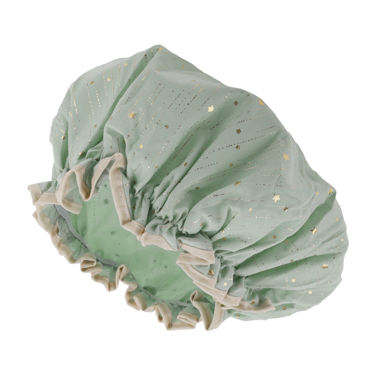 1 Pc Women Gold Stars Shower Cap for Bathroom Vacation Business Travel Green