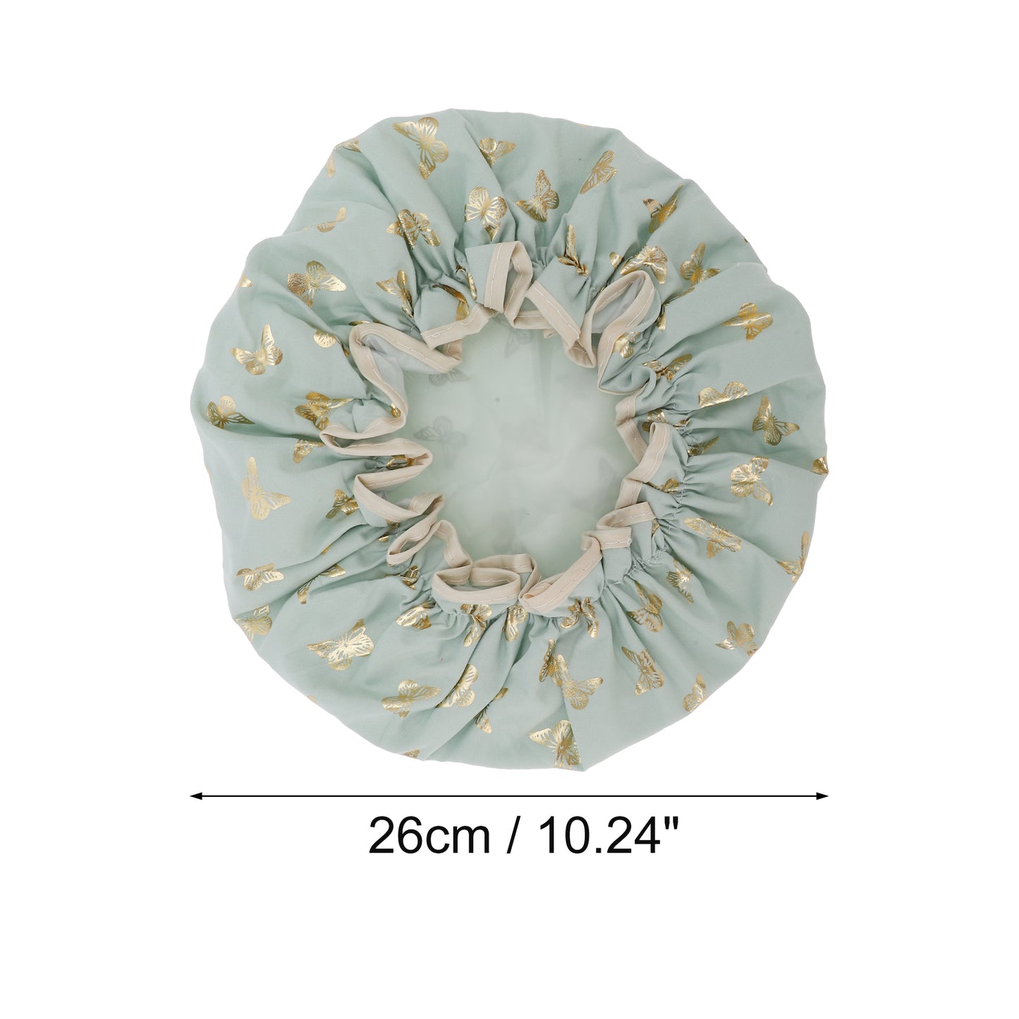 3 Pcs Women Gold Butterfly Shower Cap for Bathroom Vacation Travel Hotel Green