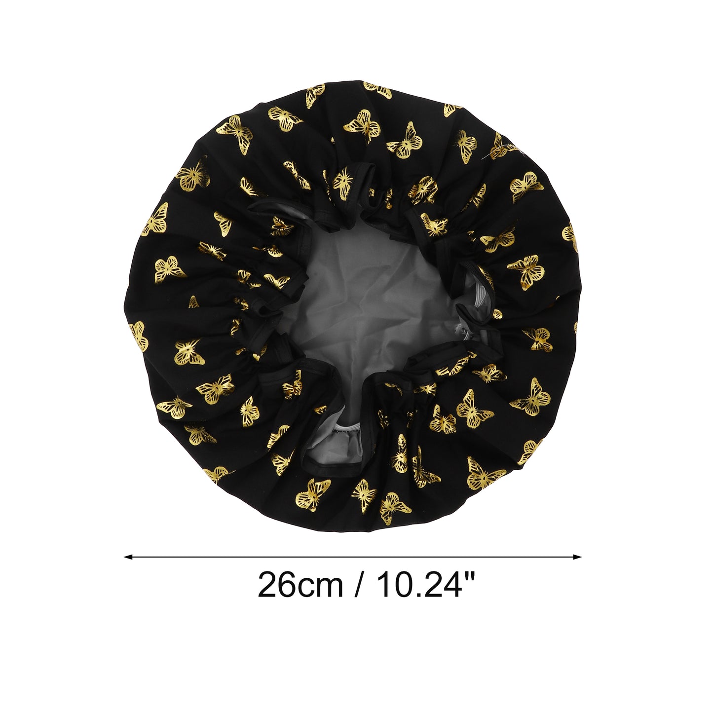 3 Pcs Women Gold Butterfly Shower Cap for Bathroom Vacation Travel Hotel Black