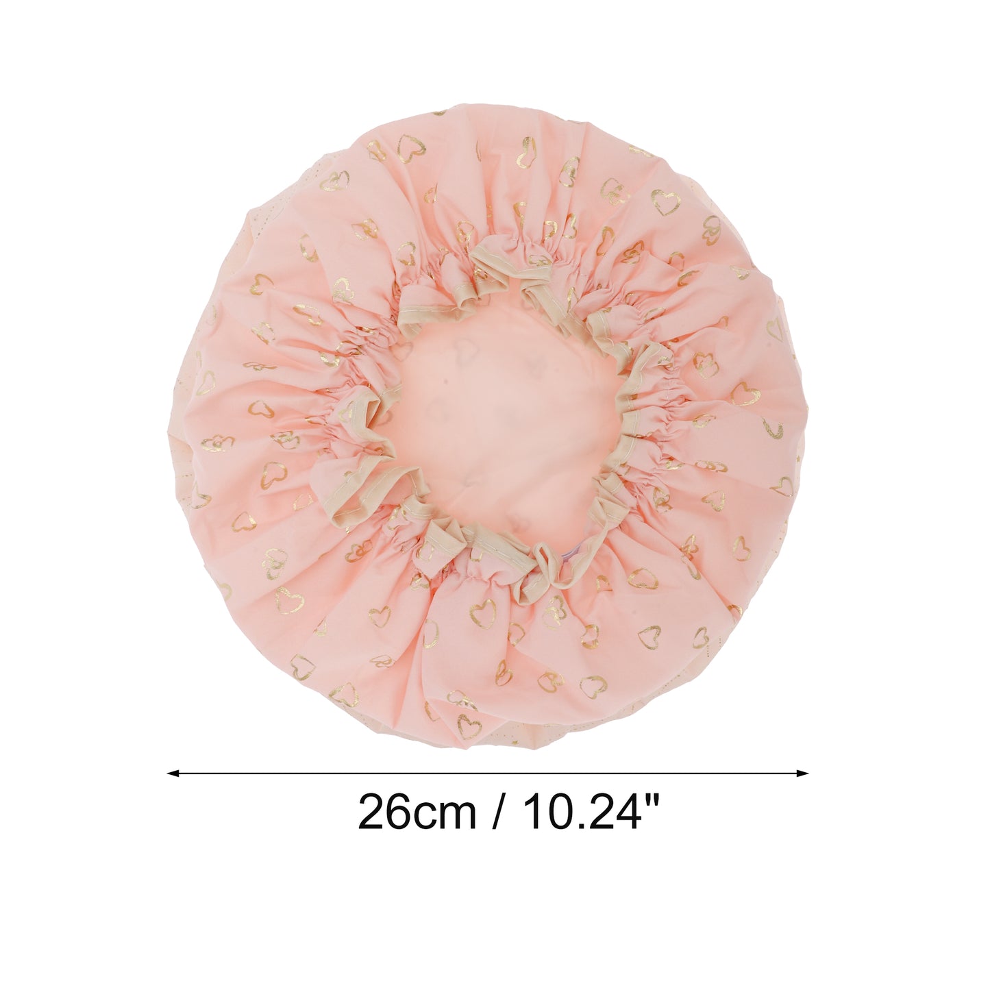 3 Pcs Women Gold Heart Shower Cap for Bathroom Vacation Business Travel Pink