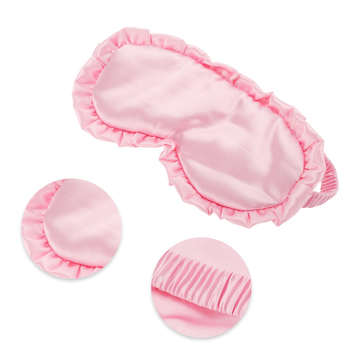 Soft Ruffle Sleep Mask Eye Shade Cover for Travel Pink