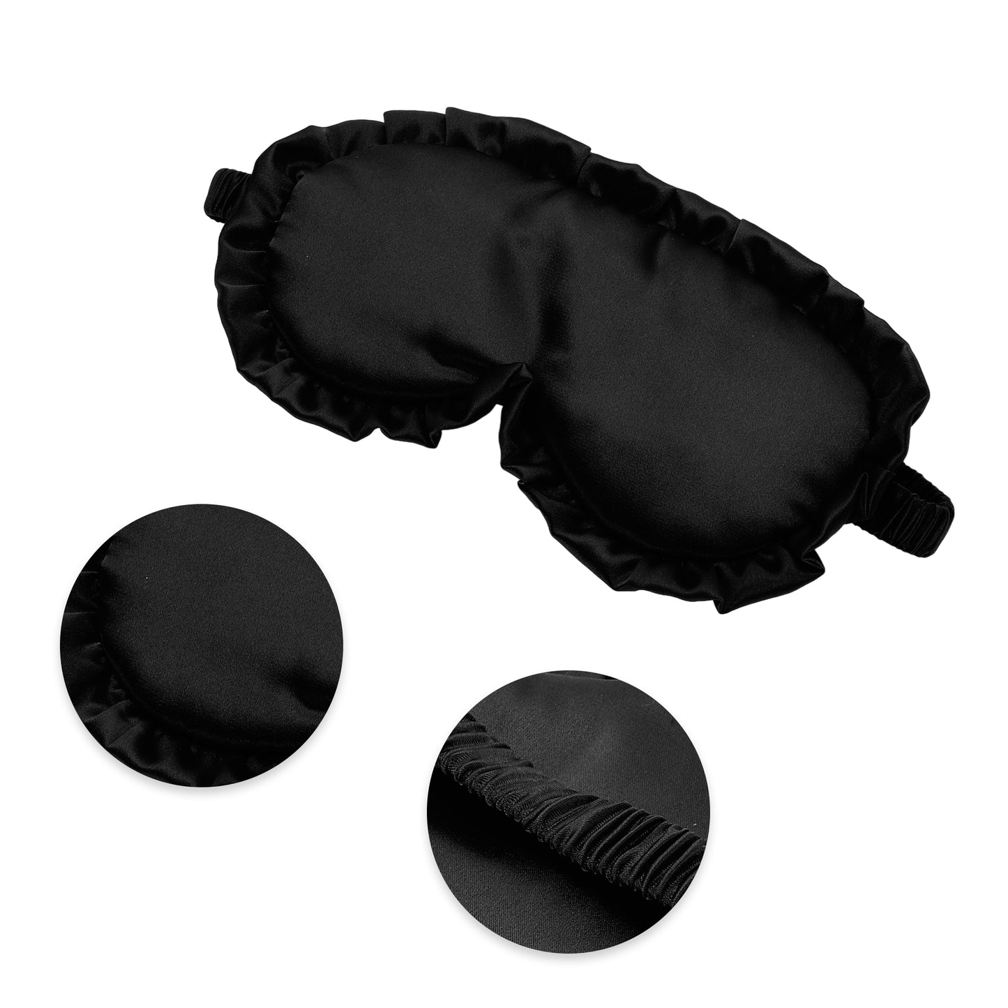 Soft Ruffle Sleep Mask Eye Shade Cover for Travel Black