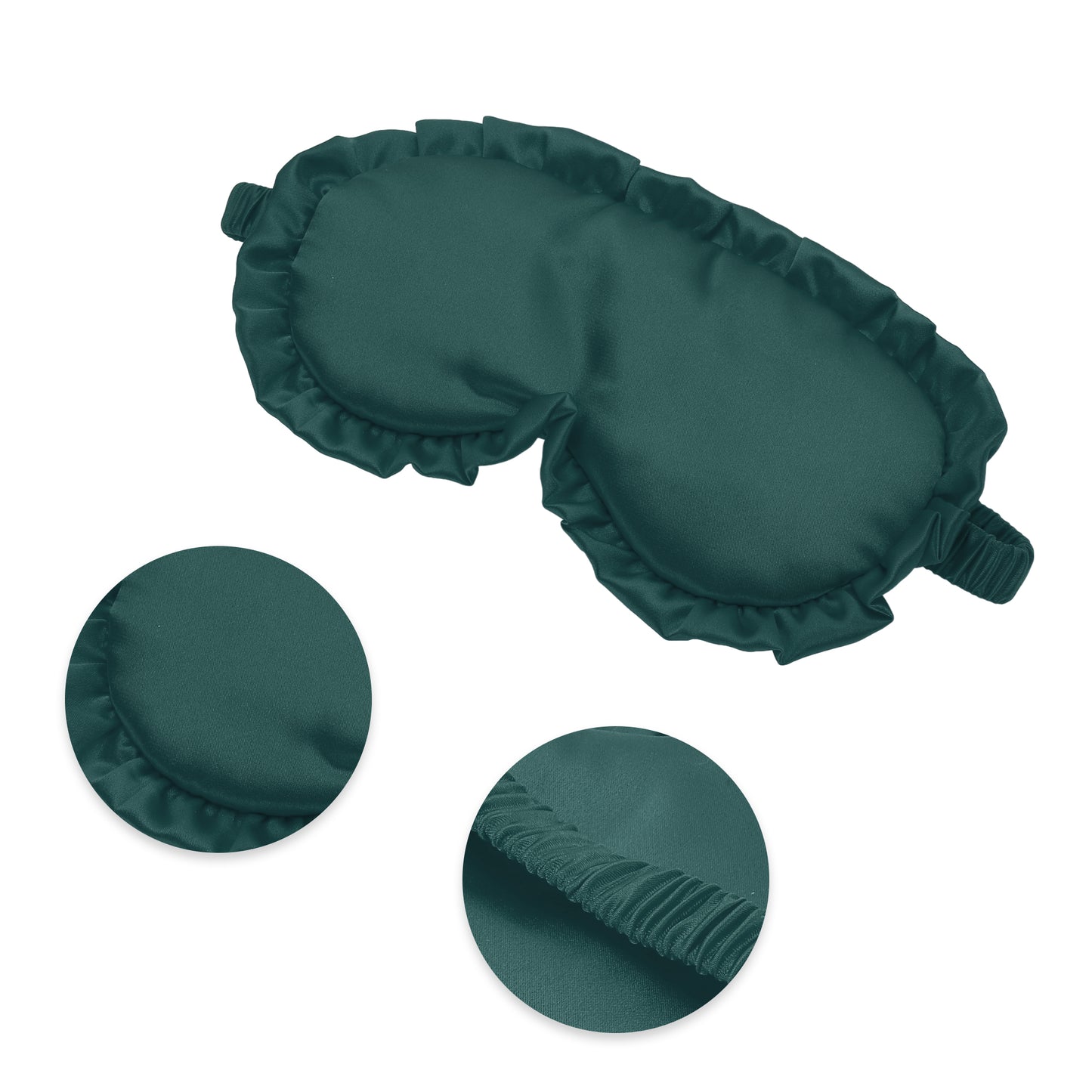 Soft Ruffle Sleep Mask Eye Shade Cover for Travel Dark Green