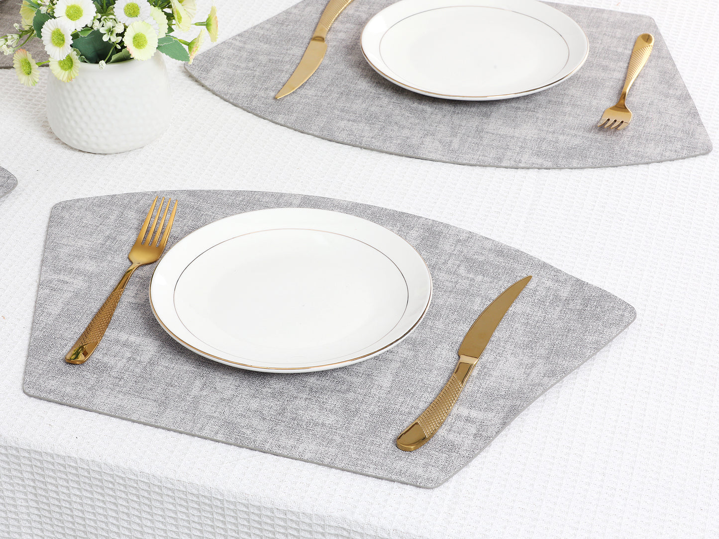 Placemats Set of 6 Wedge Faux Leather for Kitchen Dining Table Decor, Washable Wipeable 19*12in