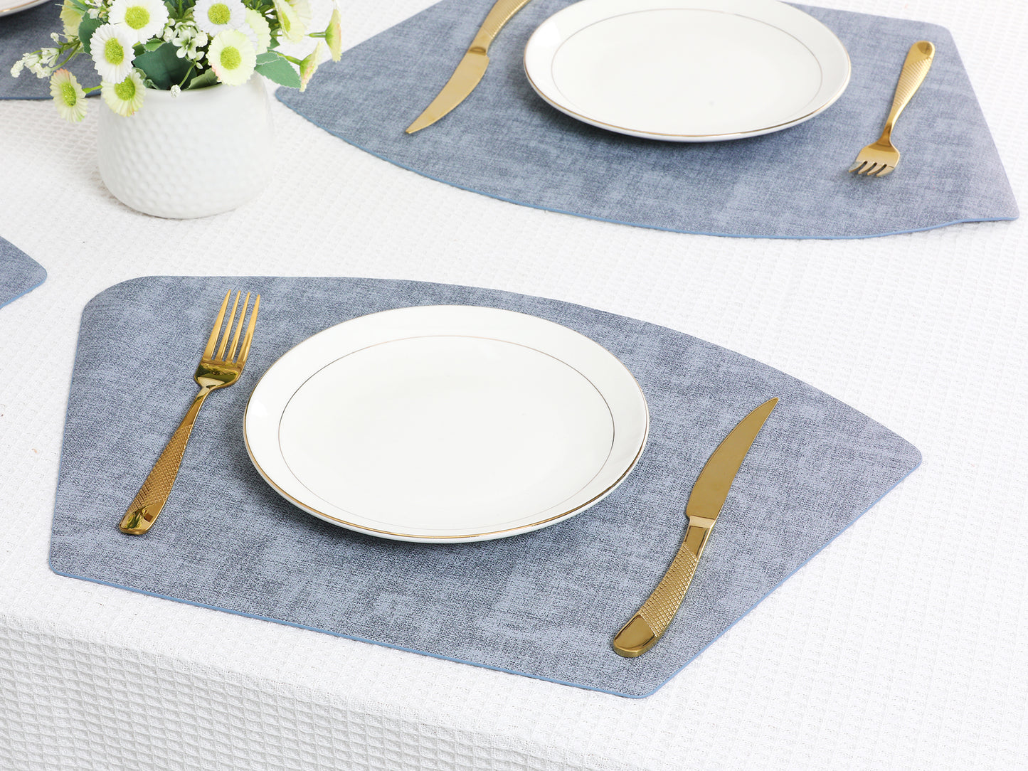 Placemats Set of 6 Wedge Faux Leather for Kitchen Dining Table Decor, Washable Wipeable 19*12in