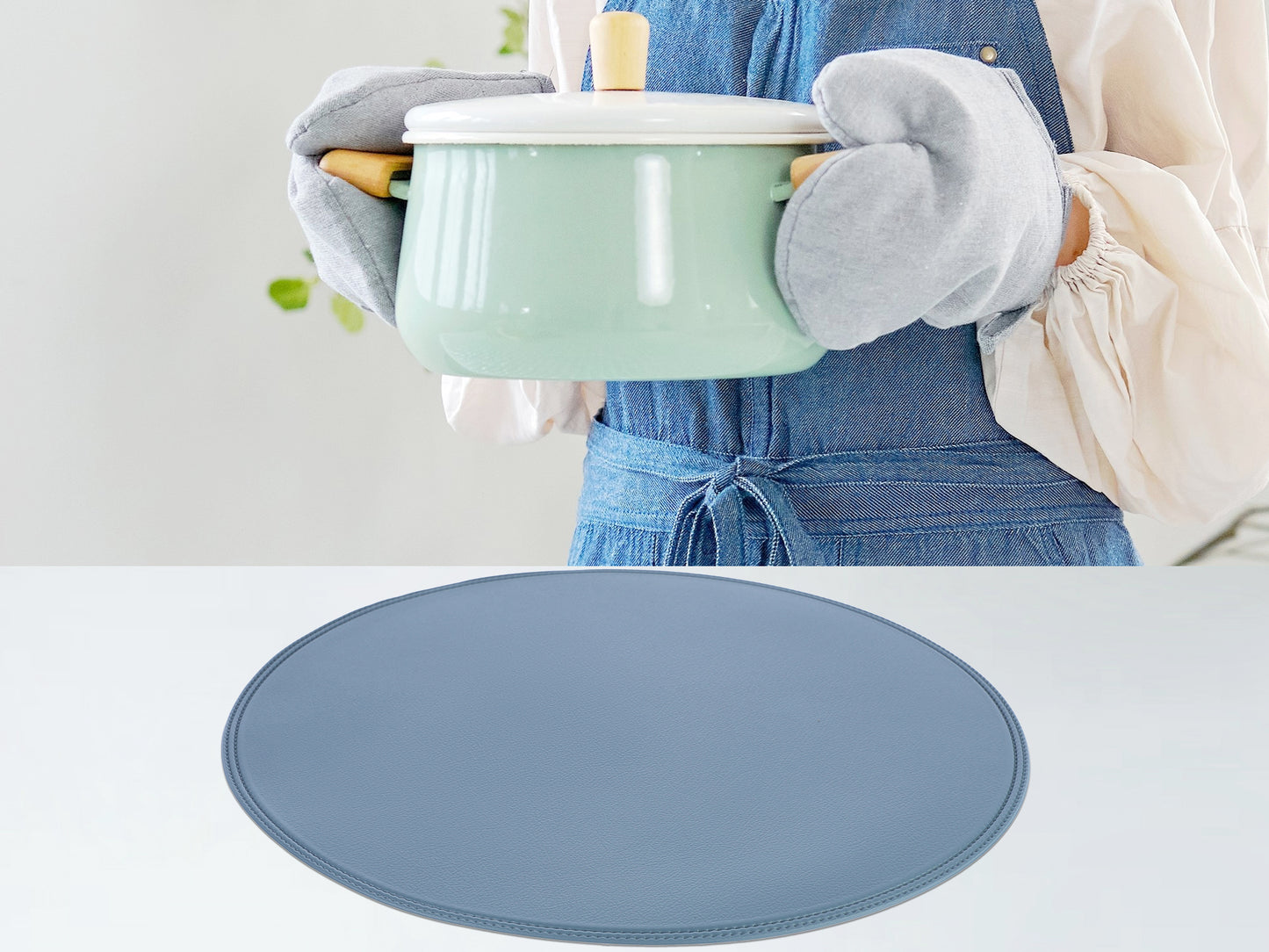 Set of 6 Placemats, Faux Leather for Kitchen Dining Table Decor Washable Heat Resistant Wipeable 15*15in