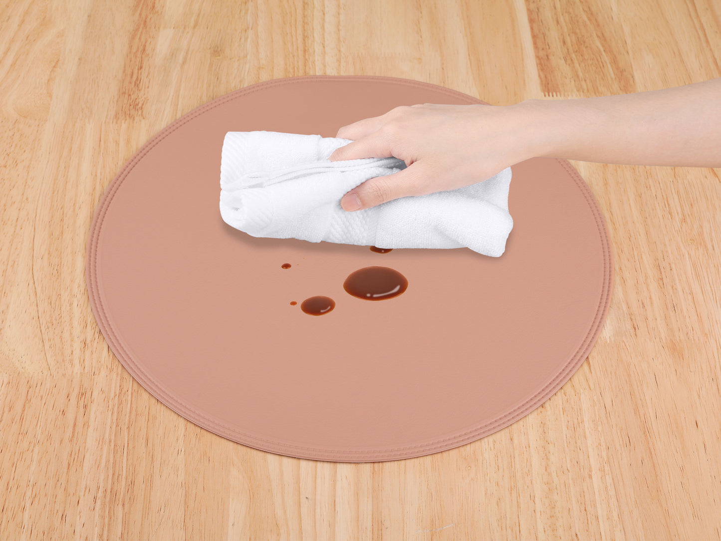 Set of 6 Placemats, Faux Leather for Kitchen Dining Table Decor Washable Heat Resistant Wipeable 15*15in