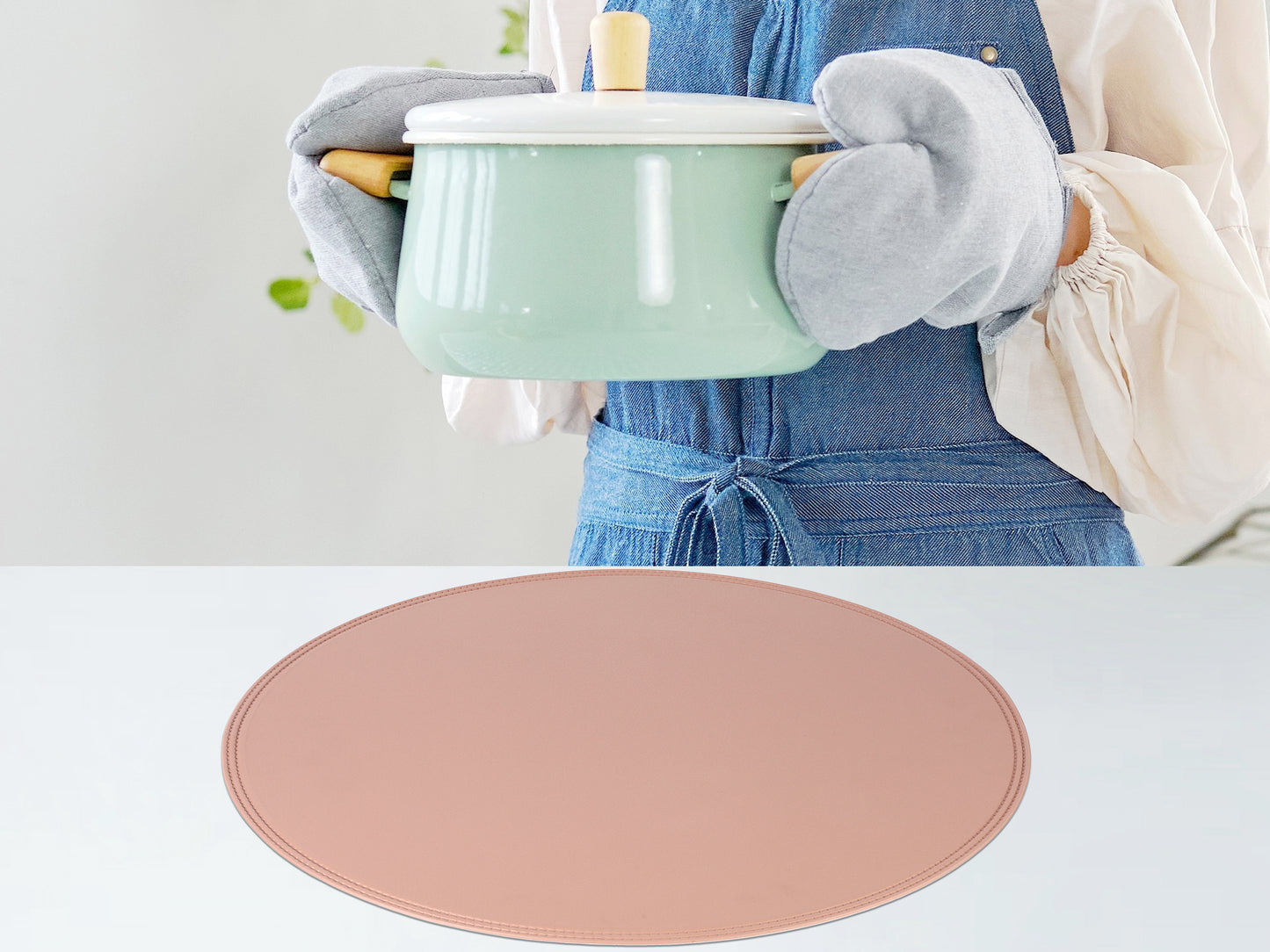 Set of 6 Placemats, Faux Leather for Kitchen Dining Table Decor Washable Heat Resistant Wipeable 15*15in