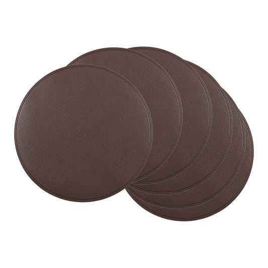 Set of 6 Placemats, Faux Leather for Kitchen Dining Table Decor Washable Heat Resistant Wipeable 15*15in
