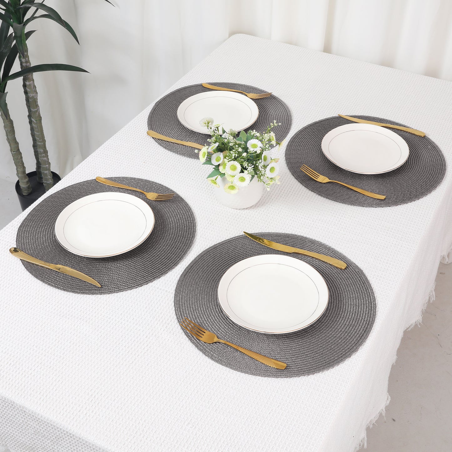 Rustic Placemats Set of 8 Woven Indoor Outdoor Washable Wipe Clean 15*15in