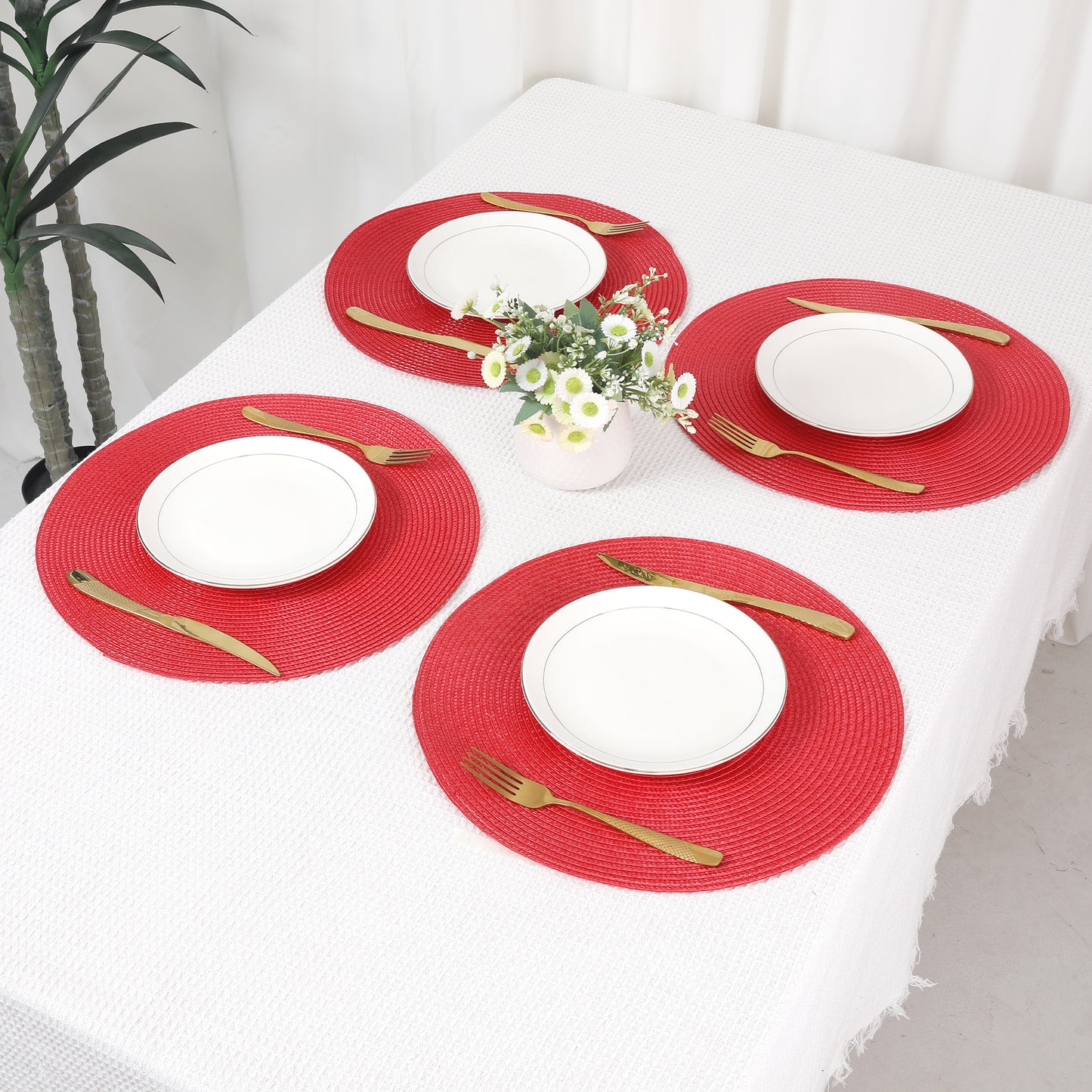 Rustic Placemats Set of 8 Woven Indoor Outdoor Washable Wipe Clean 15*15in