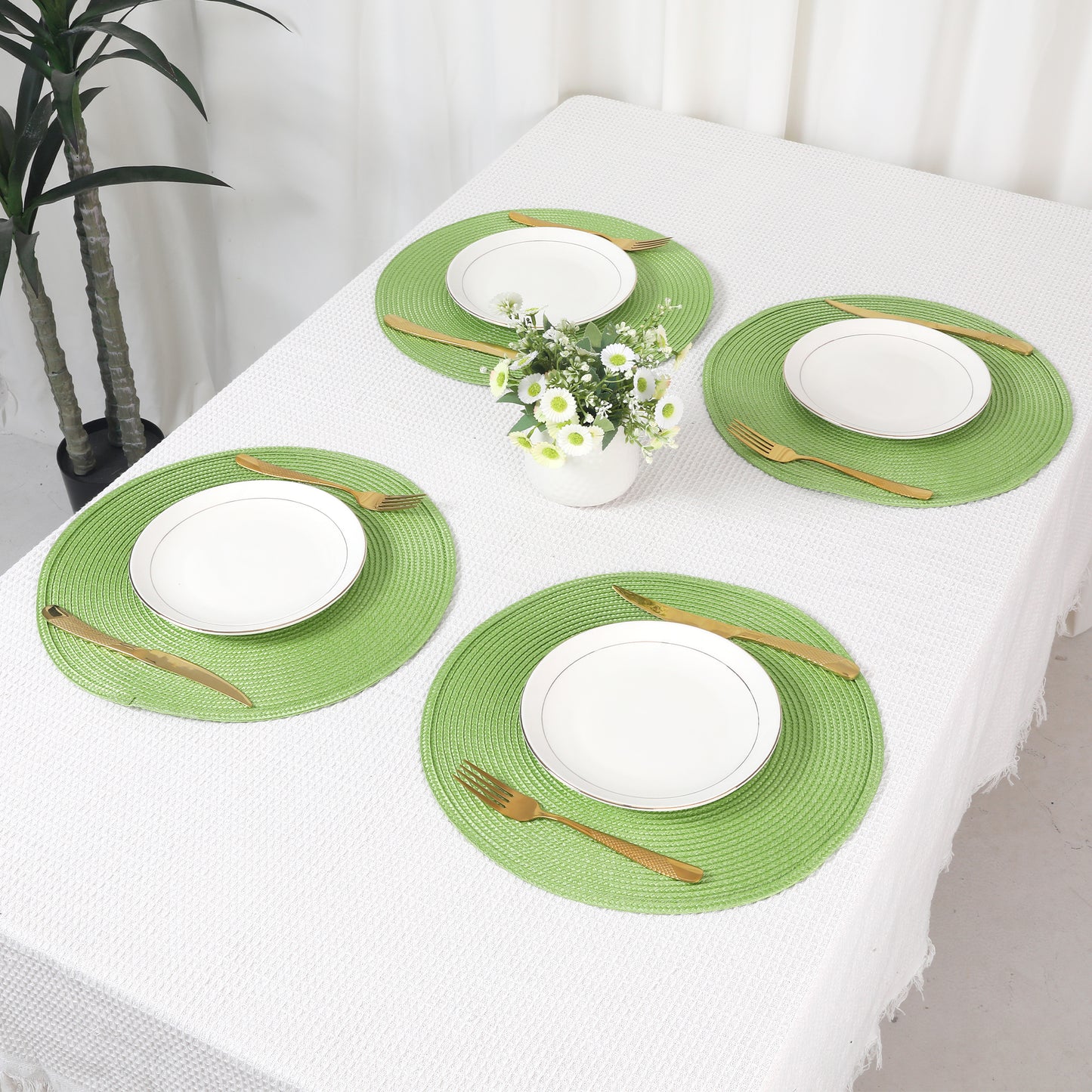 Rustic Placemats Set of 8 Woven Indoor Outdoor Washable Wipe Clean 15*15in