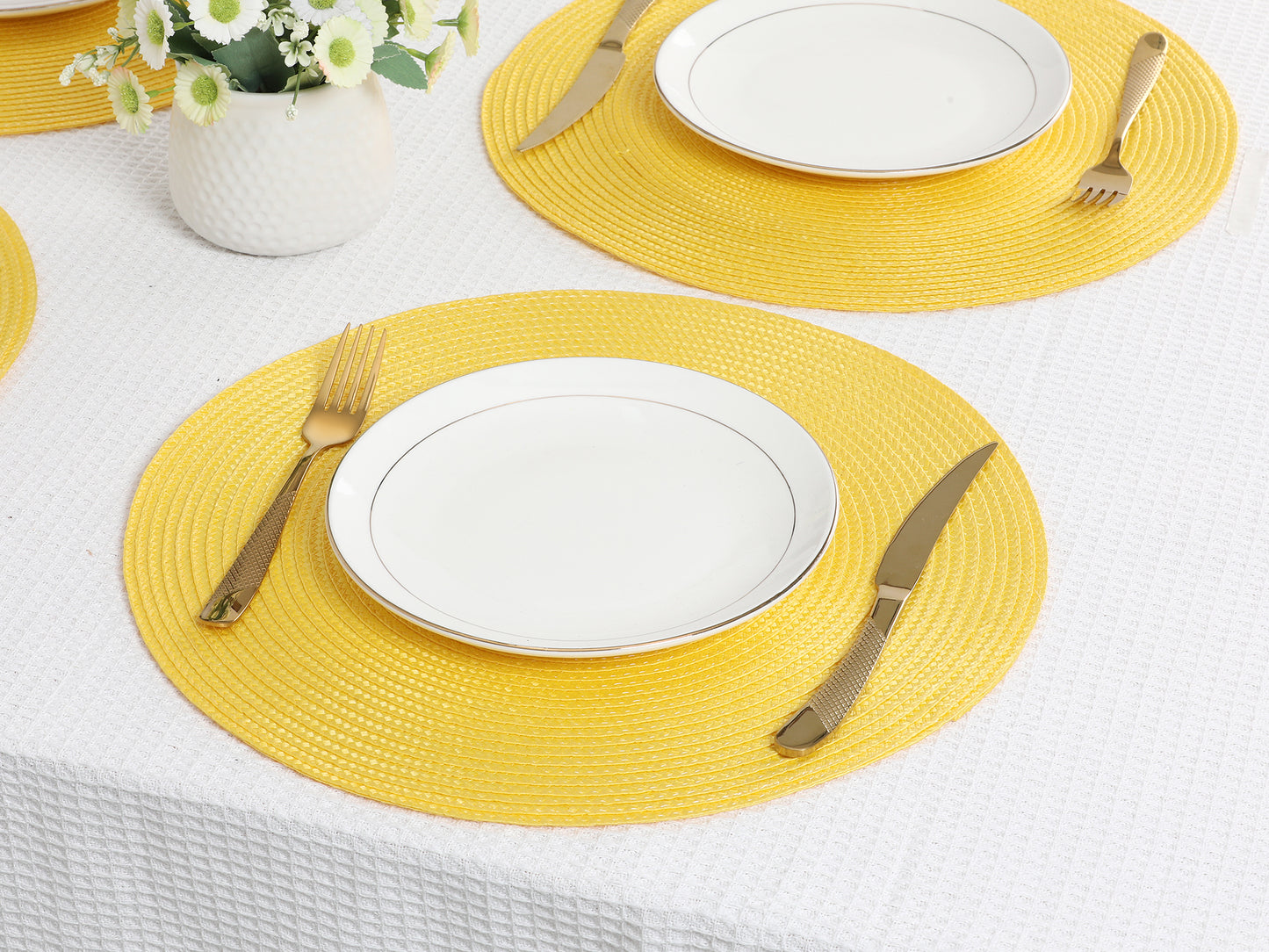 Rustic Placemats Set of 8 Woven Indoor Outdoor Washable Wipe Clean 15*15in
