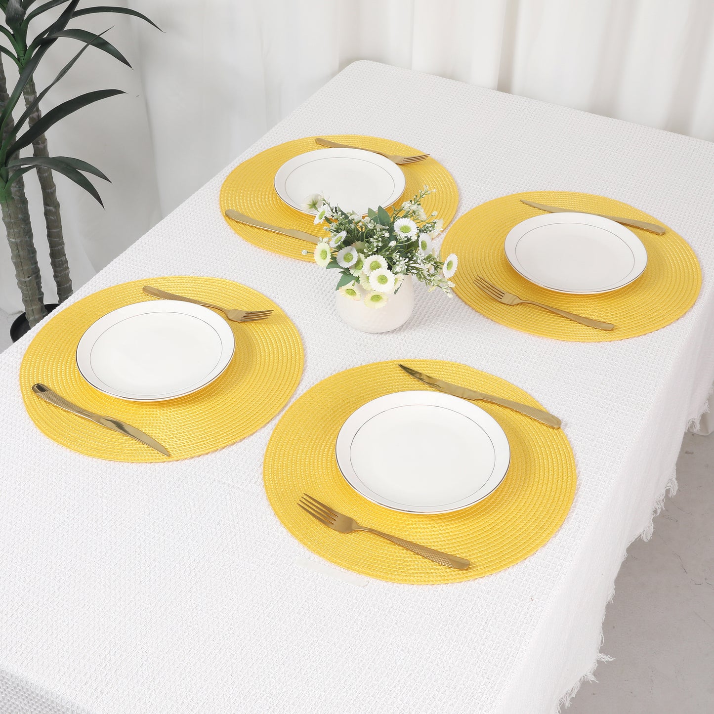 Rustic Placemats Set of 8 Woven Indoor Outdoor Washable Wipe Clean 15*15in