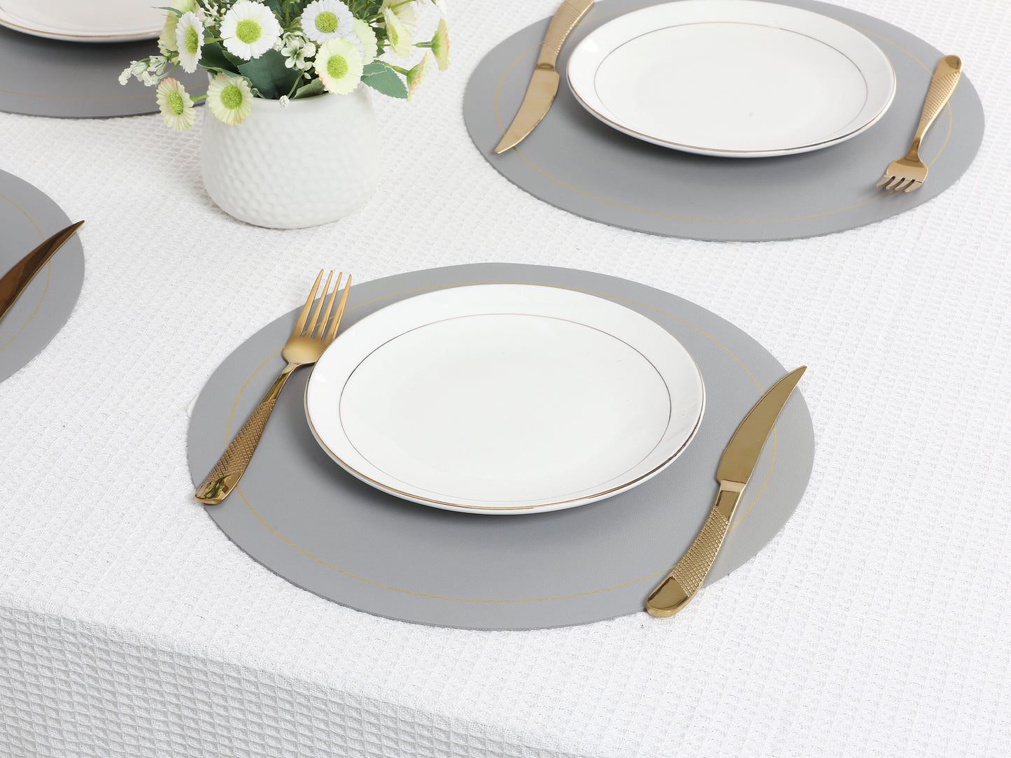 Placemats Set of 8 Faux Leather for Kitchen Dining Table Decor Heat Resistant Wipeable 13*13in