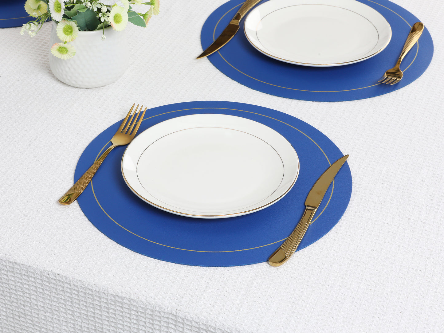 Juego de 8 manteles individuales de piel sintética para decoración de mesa de cocina, comedor, resistentes al calor y lavables, 33 x 33 cm