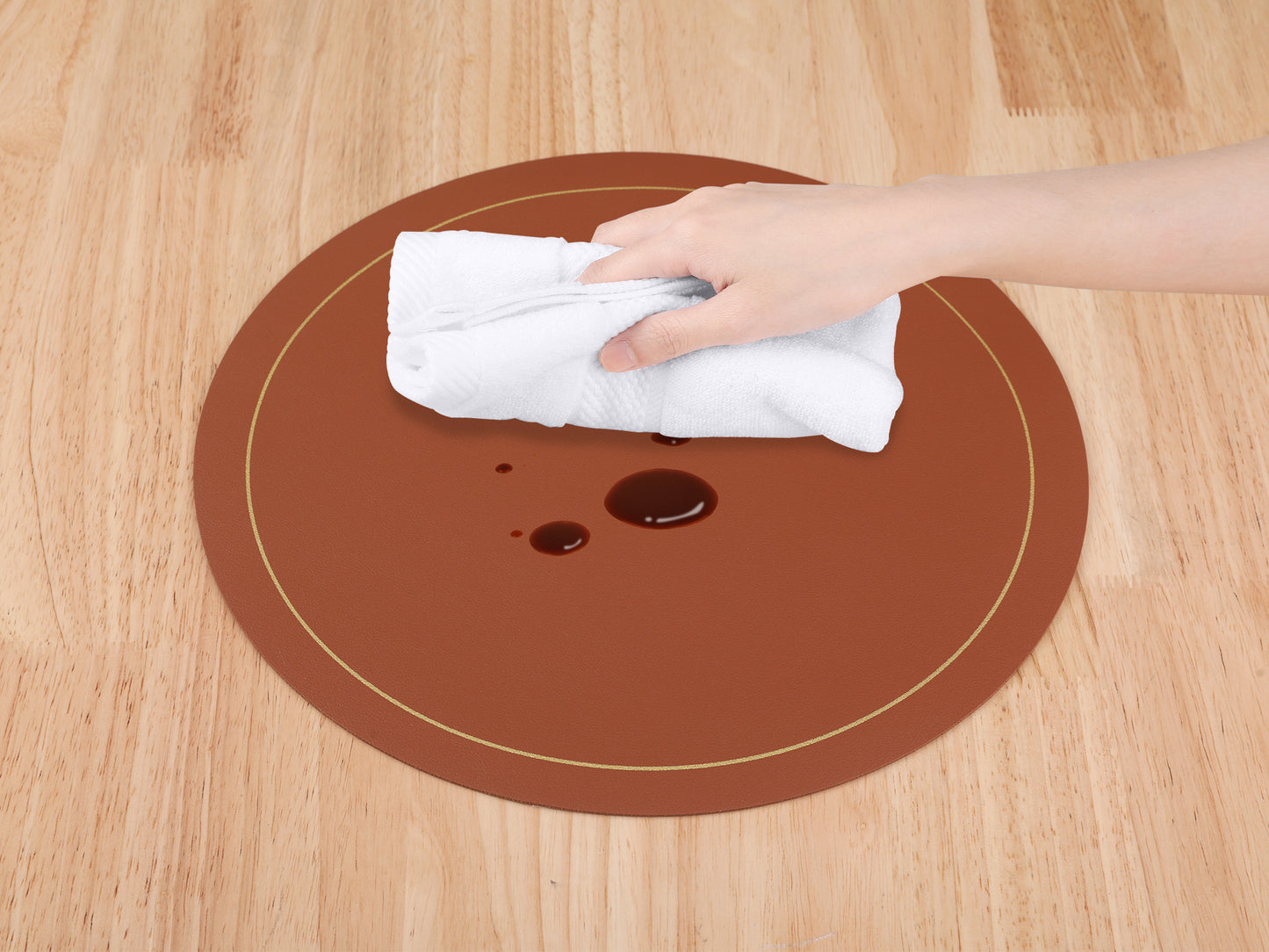 Juego de 8 manteles individuales de piel sintética para decoración de mesa de cocina, comedor, resistentes al calor y lavables, 33 x 33 cm