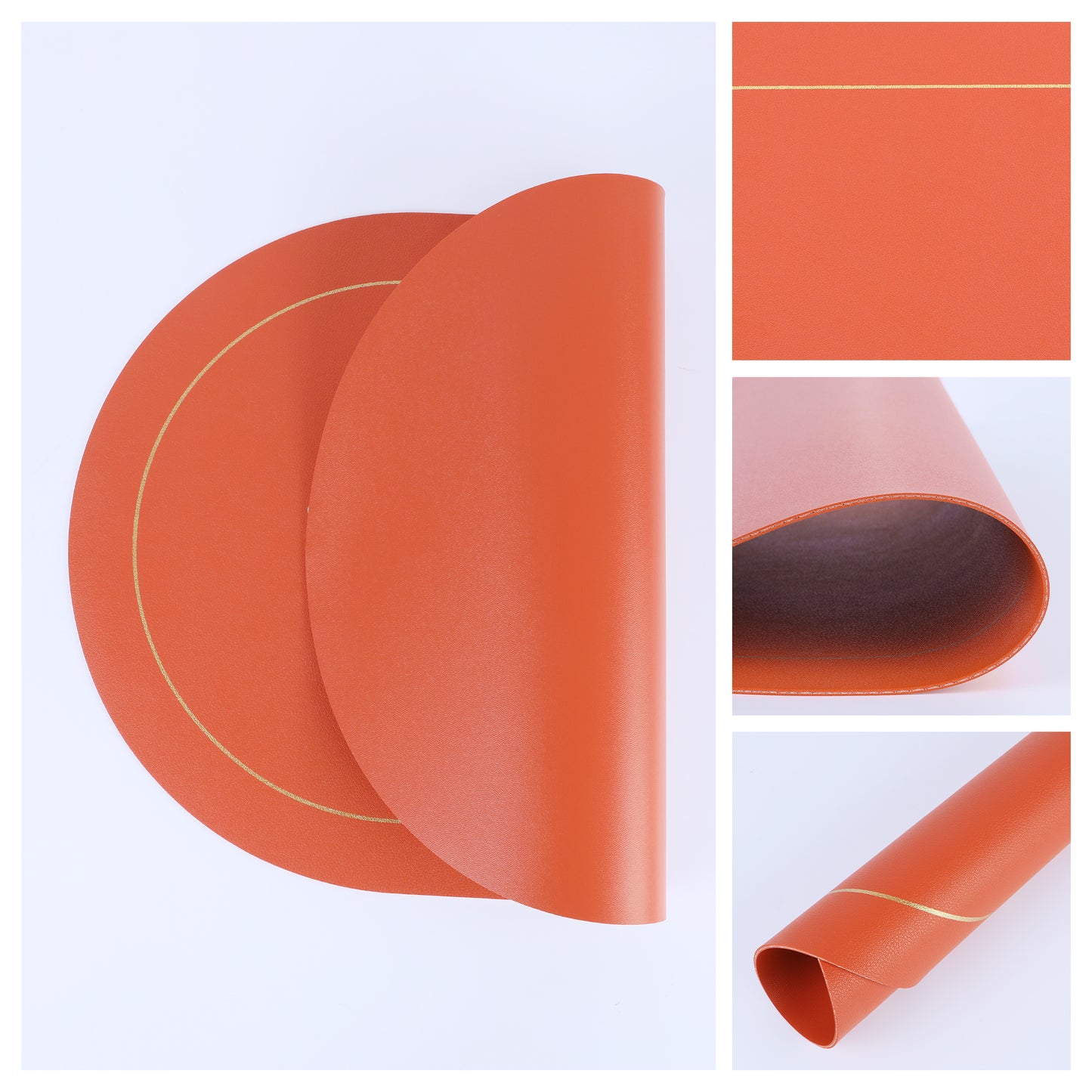 Set of 6 Placemats, Faux Leather for Kitchen Dining Table Decor, Washable Heat Resistant 18*12in