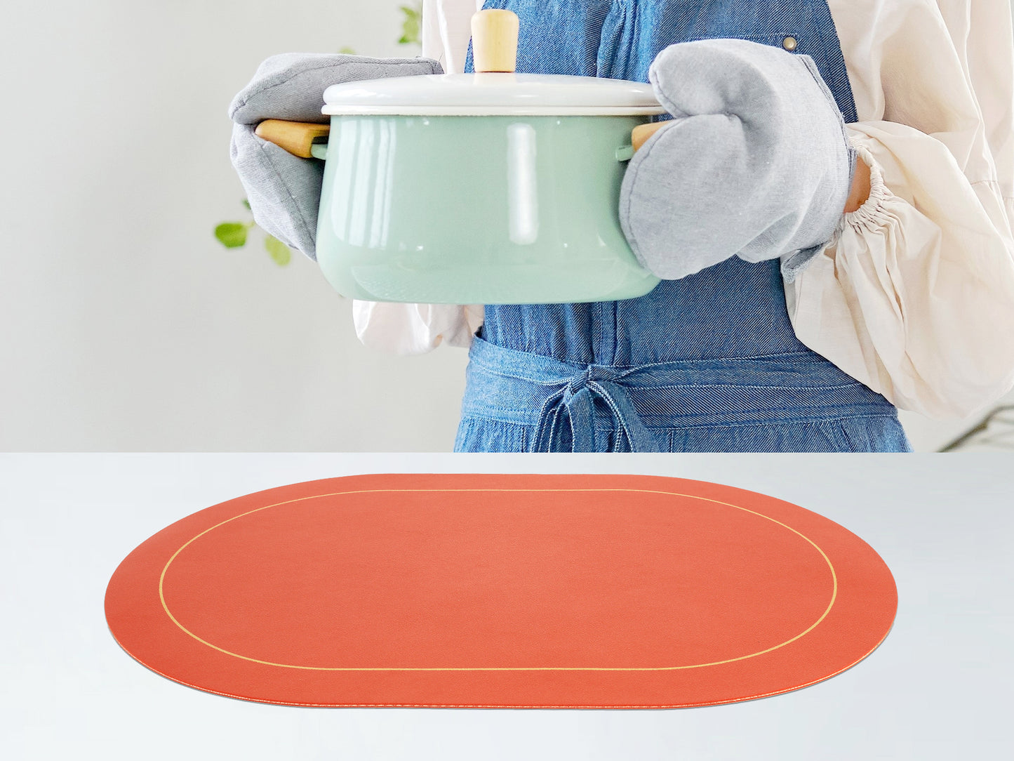 Set of 6 Placemats, Faux Leather for Kitchen Dining Table Decor, Washable Heat Resistant 18*12in