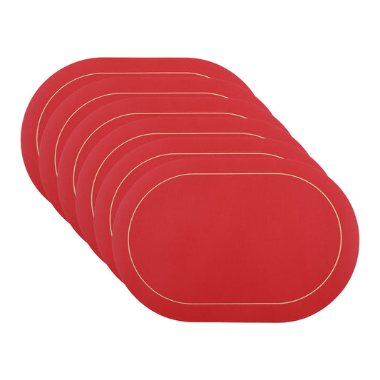 Set of 6 Placemats, Faux Leather for Kitchen Dining Table Decor, Washable Heat Resistant 18*12in