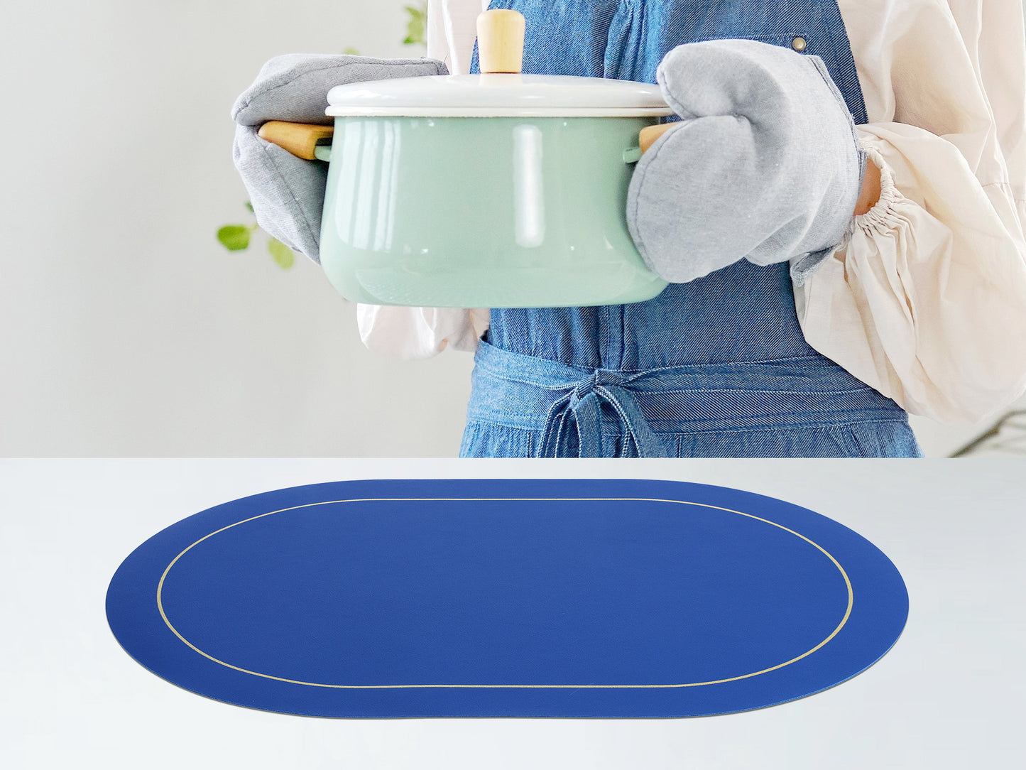 Set of 6 Placemats, Faux Leather for Kitchen Dining Table Decor, Washable Heat Resistant 18*12in