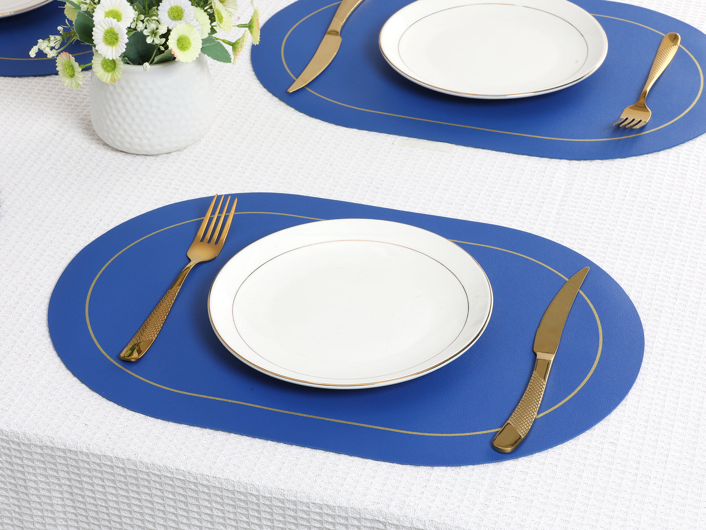 Set of 6 Placemats, Faux Leather for Kitchen Dining Table Decor, Washable Heat Resistant 18*12in