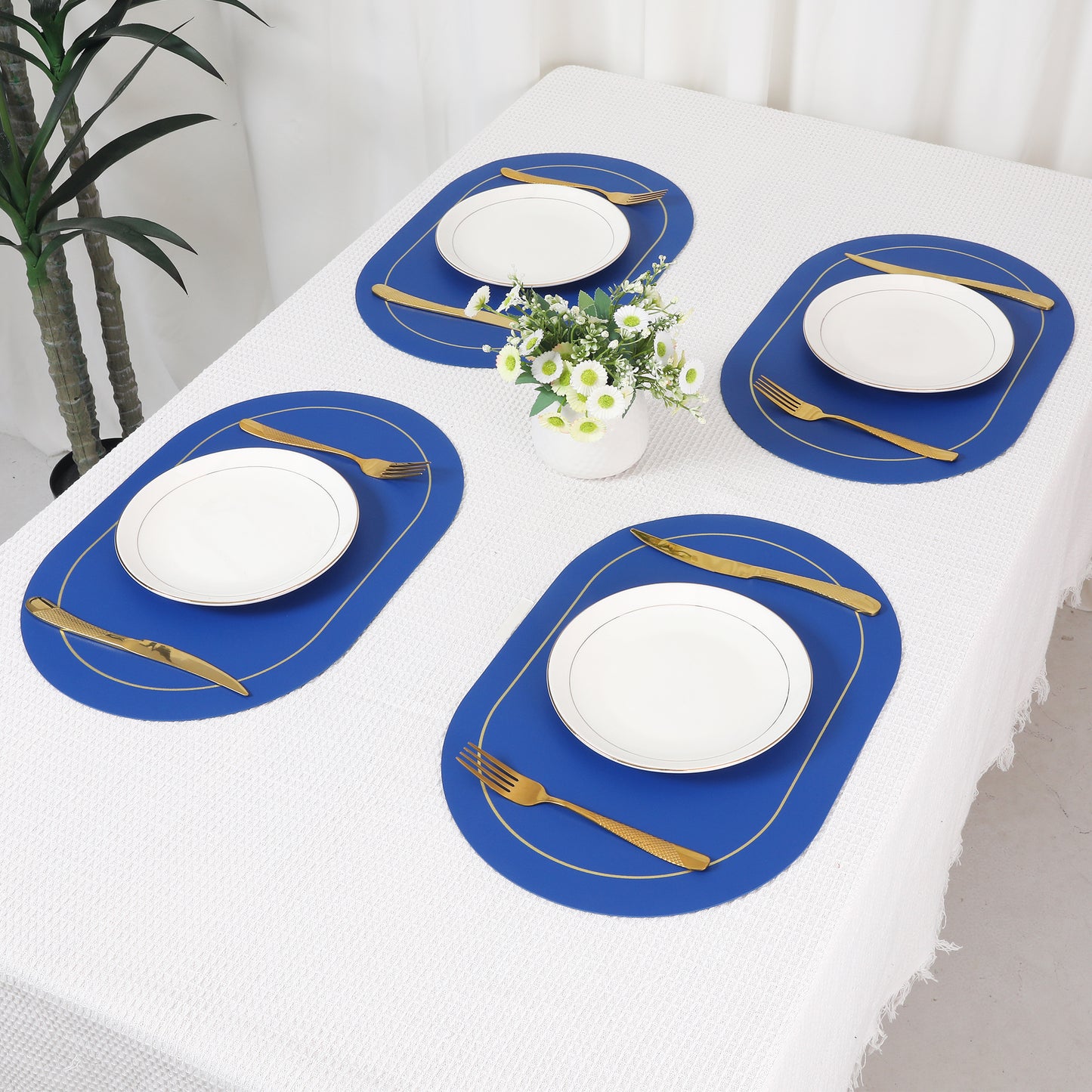 Set of 6 Placemats, Faux Leather for Kitchen Dining Table Decor, Washable Heat Resistant 18*12in