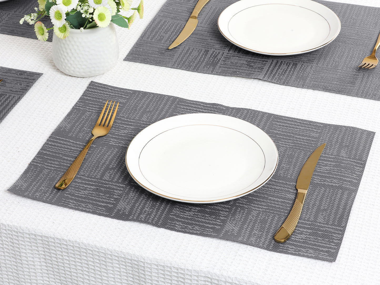 Set of 8 Vinyl Placemats for Kitchen Dining Table Decor Washable Heat Resistant 18*12in