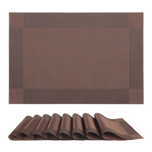 Placemats Set of 8, PVC for Kitchen Dining Table Decor Washable Wipeable 18*12in