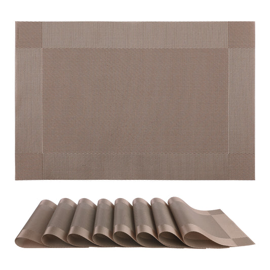 Placemats Set of 8, PVC for Kitchen Dining Table Decor Washable Wipeable 18*12in