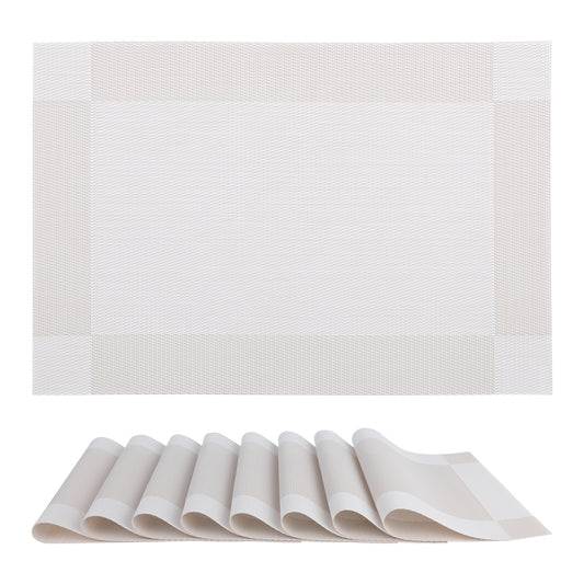 Placemats Set of 8, PVC for Kitchen Dining Table Decor Washable Wipeable 18*12in