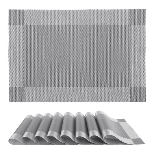 Placemats Set of 8, PVC for Kitchen Dining Table Decor Washable Wipeable 18*12in