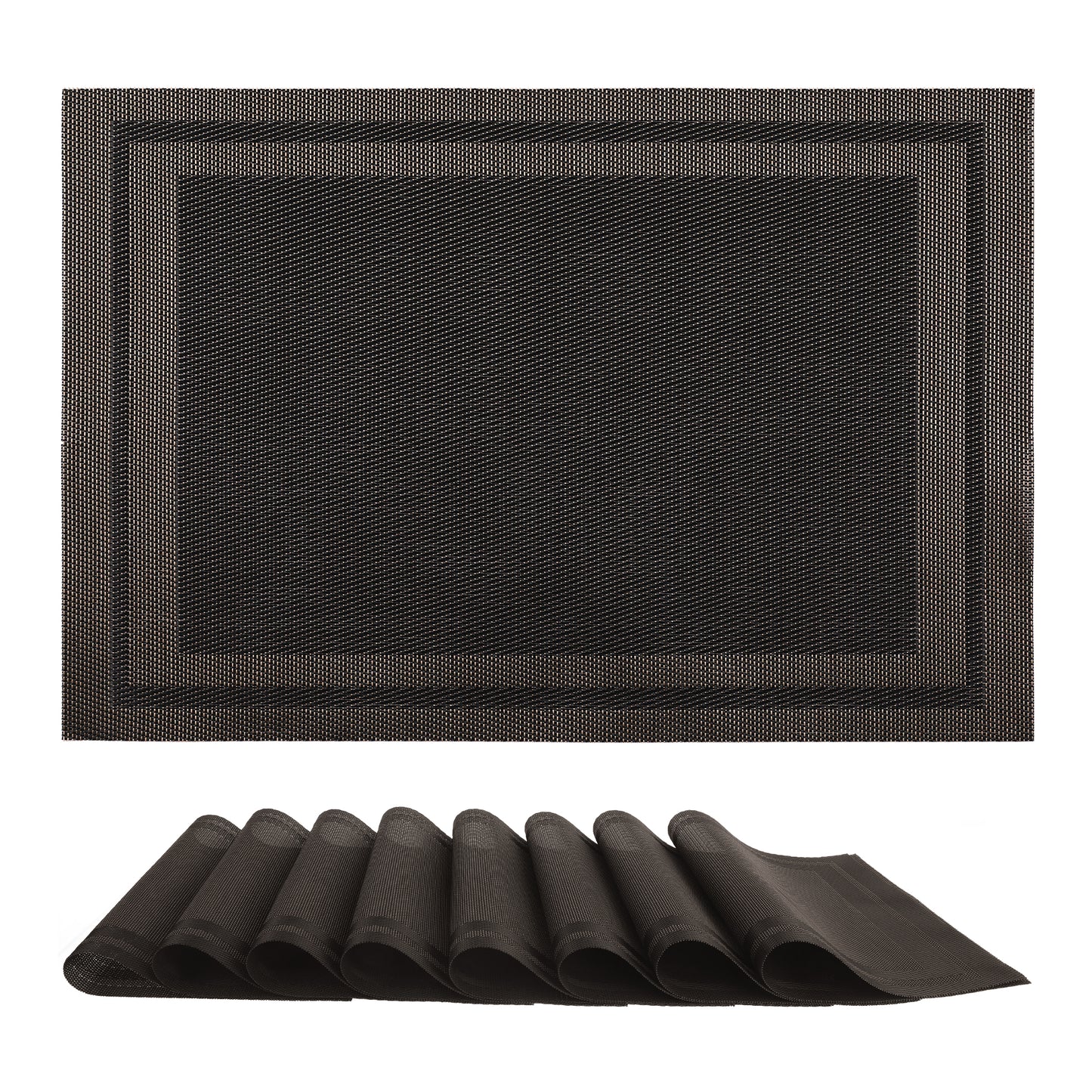 Set of 8 Placemats, Vinyl for Kitchen Dining Table Decor Washable Heat Resistant 18*12in