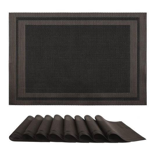 Set of 8 Placemats, Vinyl for Kitchen Dining Table Decor Washable Heat Resistant 18*12in