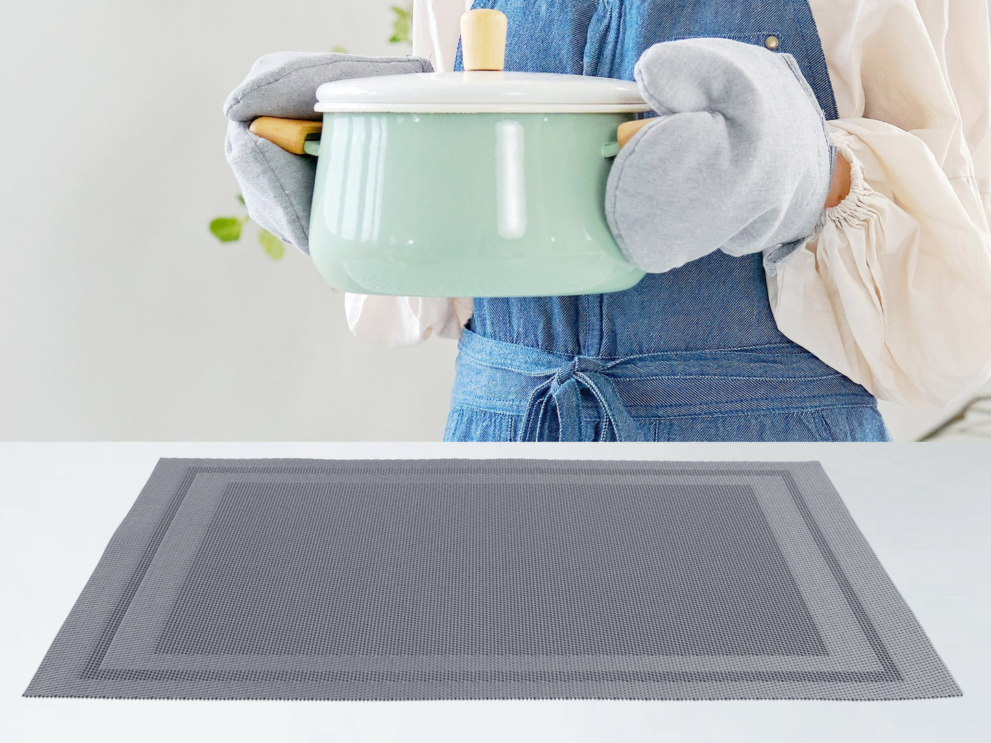 Set of 8 Placemats, Vinyl for Kitchen Dining Table Decor Washable Heat Resistant 18*12in
