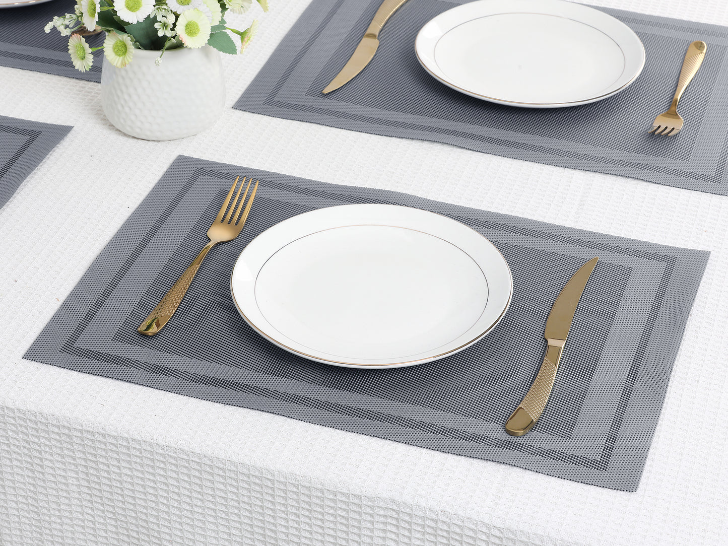 Set of 8 Placemats, Vinyl for Kitchen Dining Table Decor Washable Heat Resistant 18*12in