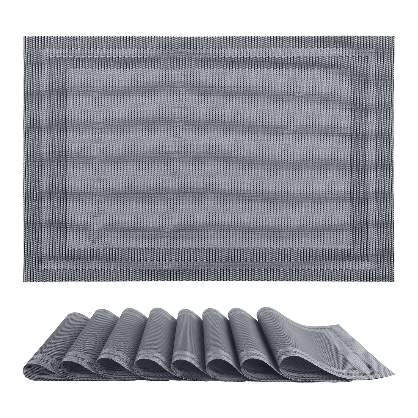 Set of 8 Placemats, Vinyl for Kitchen Dining Table Decor Washable Heat Resistant 18*12in