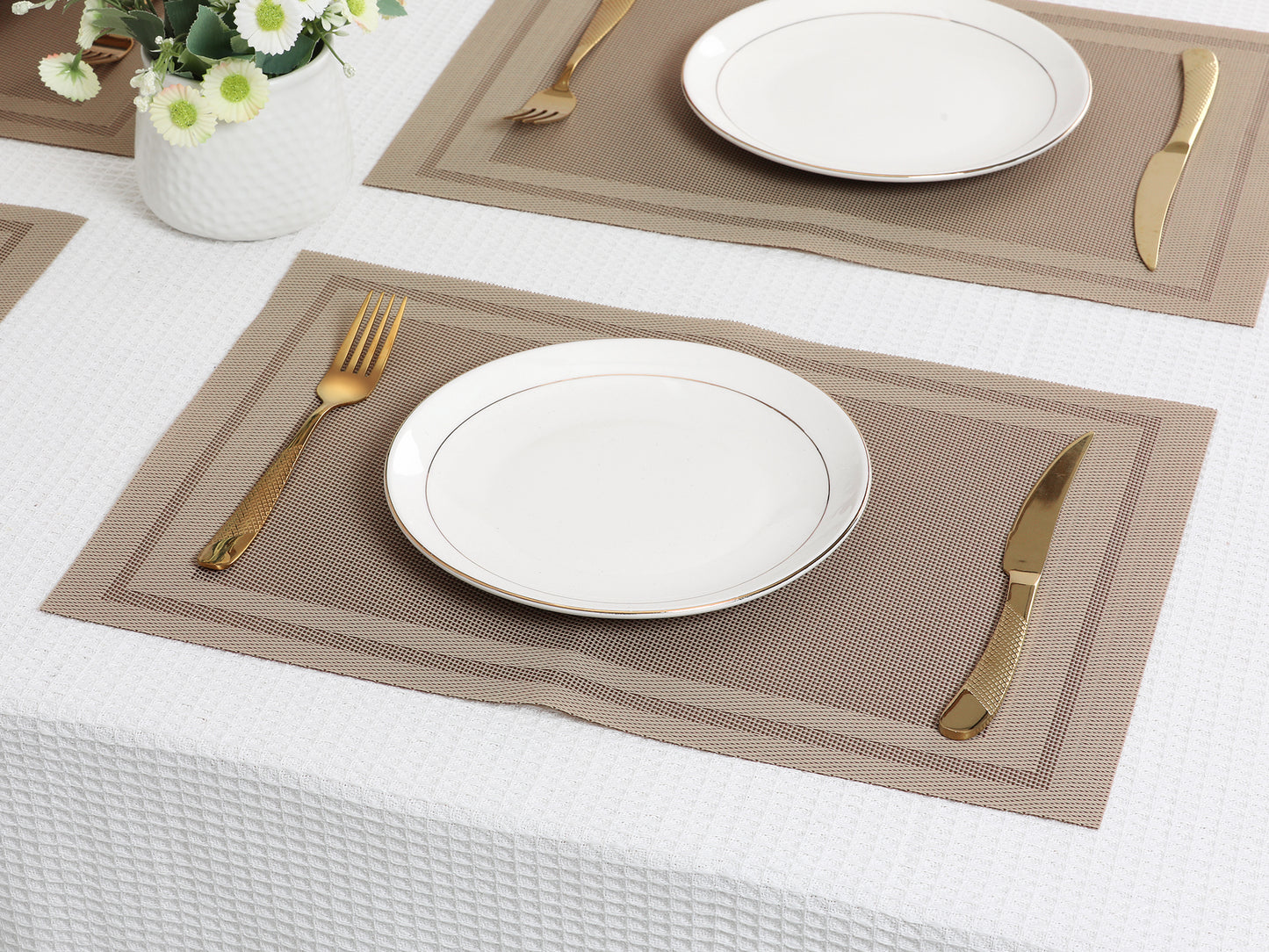 Set of 8 Placemats, Vinyl for Kitchen Dining Table Decor Washable Heat Resistant 18*12in