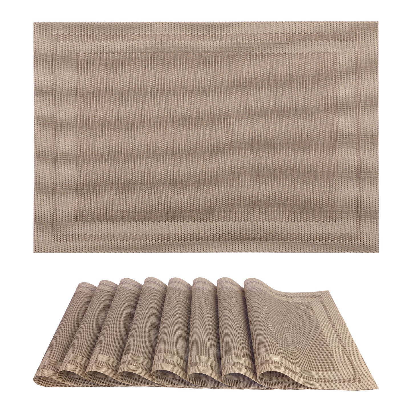 Set of 8 Placemats, Vinyl for Kitchen Dining Table Decor Washable Heat Resistant 18*12in
