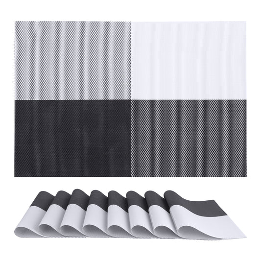 Placemats Set of 8 PVC for Kitchen Dining Table Decor Washable Heat Resistant 18*12in