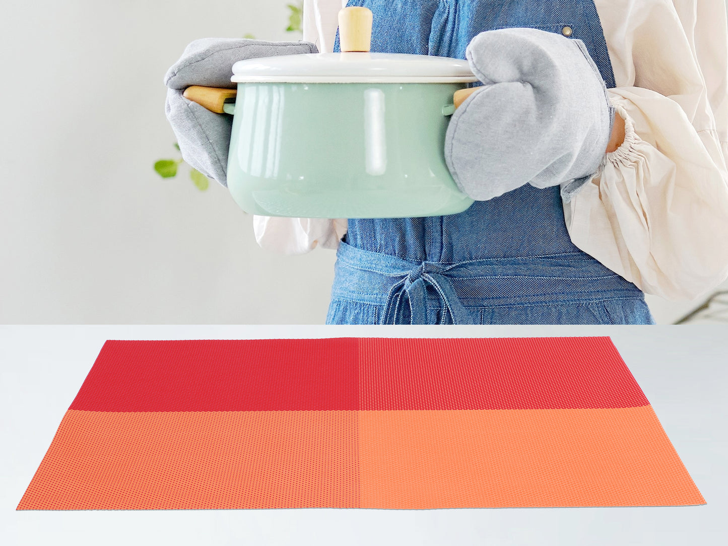 Placemats Set of 8 PVC for Kitchen Dining Table Decor Washable Heat Resistant 18*12in